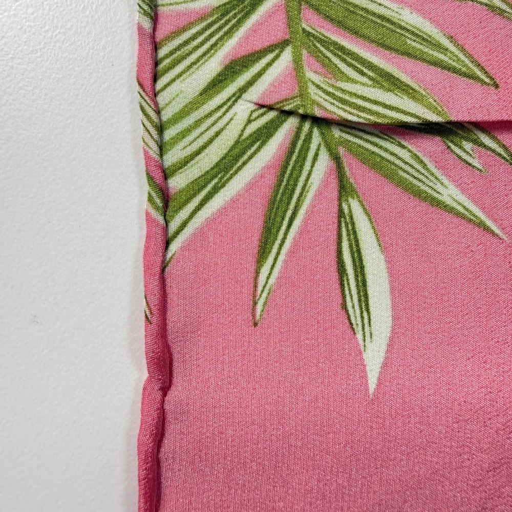 Pineapple Moon Womens OS Tropical Crepe Scarf Wrap Pink Hibiscus Hand Roll - Picture 9 of 13